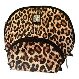 Brighton Catwalk Travel Set 2 Piece Make up Cosmetic Bags Leopard Print